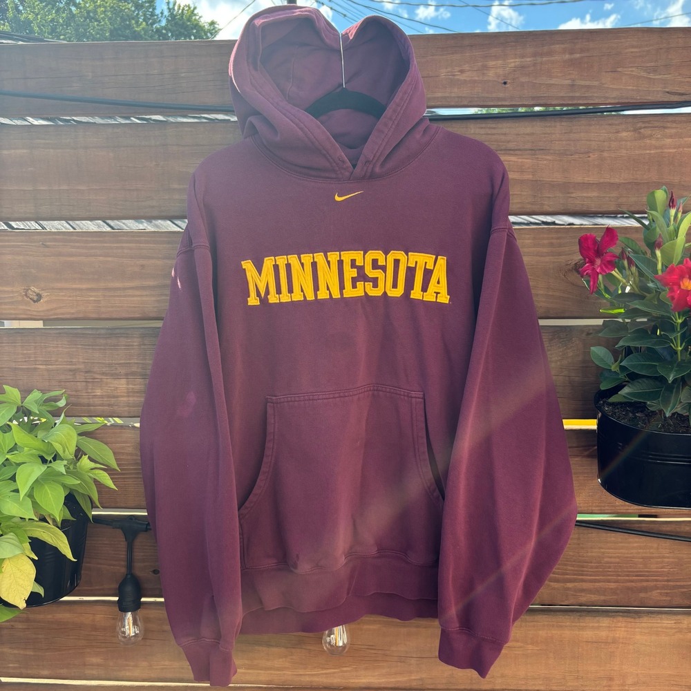Nike Hoodie Mens Large Maroon Minnesota Golden Gophers Fair Vintage Spellout
